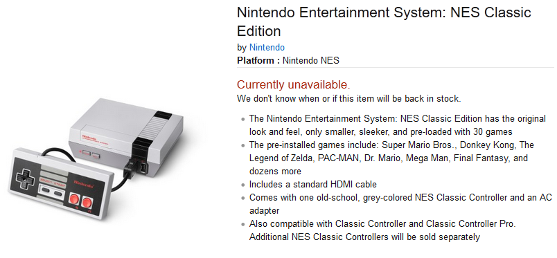 NES Classic sold out