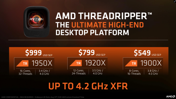Amd ryzen threadripper 1950x vs antel i9 7900x benchmark by AMD