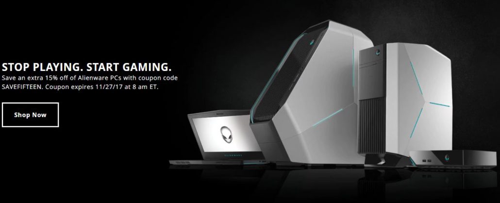 Alienware Cybermonday deals 15 off - Credit By Alienwre