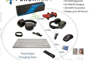 Charge Devices Wirelessly From Up To 80 Feet Away BY PowerSpot Transmitter